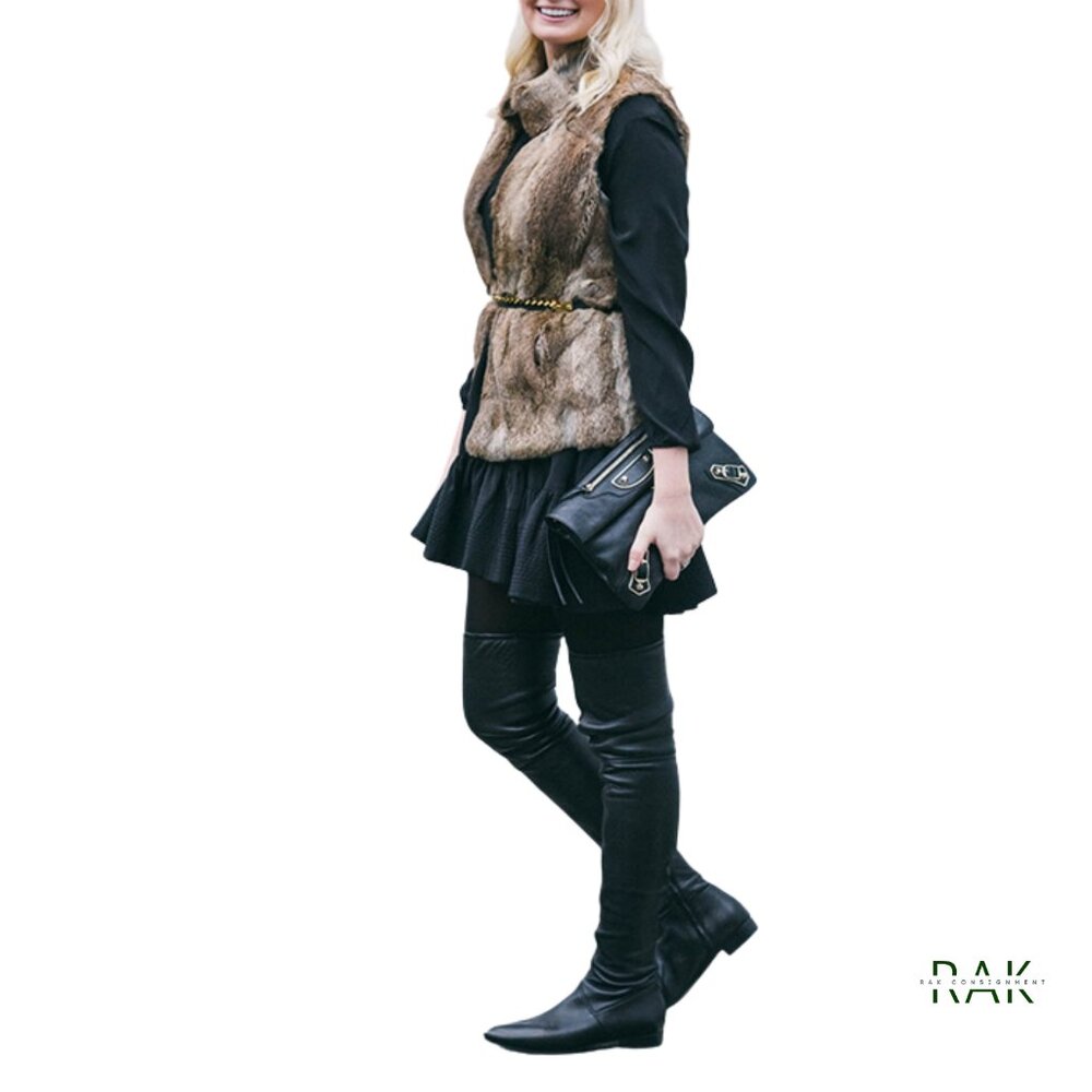 MIU MIU Black Supple Leather Thigh-High Flat Boots | US 8.5 | IT 38.5